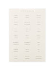 White paper with black text listing book names from the Bible