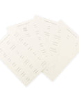 Two beige napkins with text on a white background