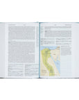 Open book with text and a map on a white background