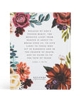 Floral design withbiblical text on a white background