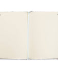 Open book with blank pages on a white background