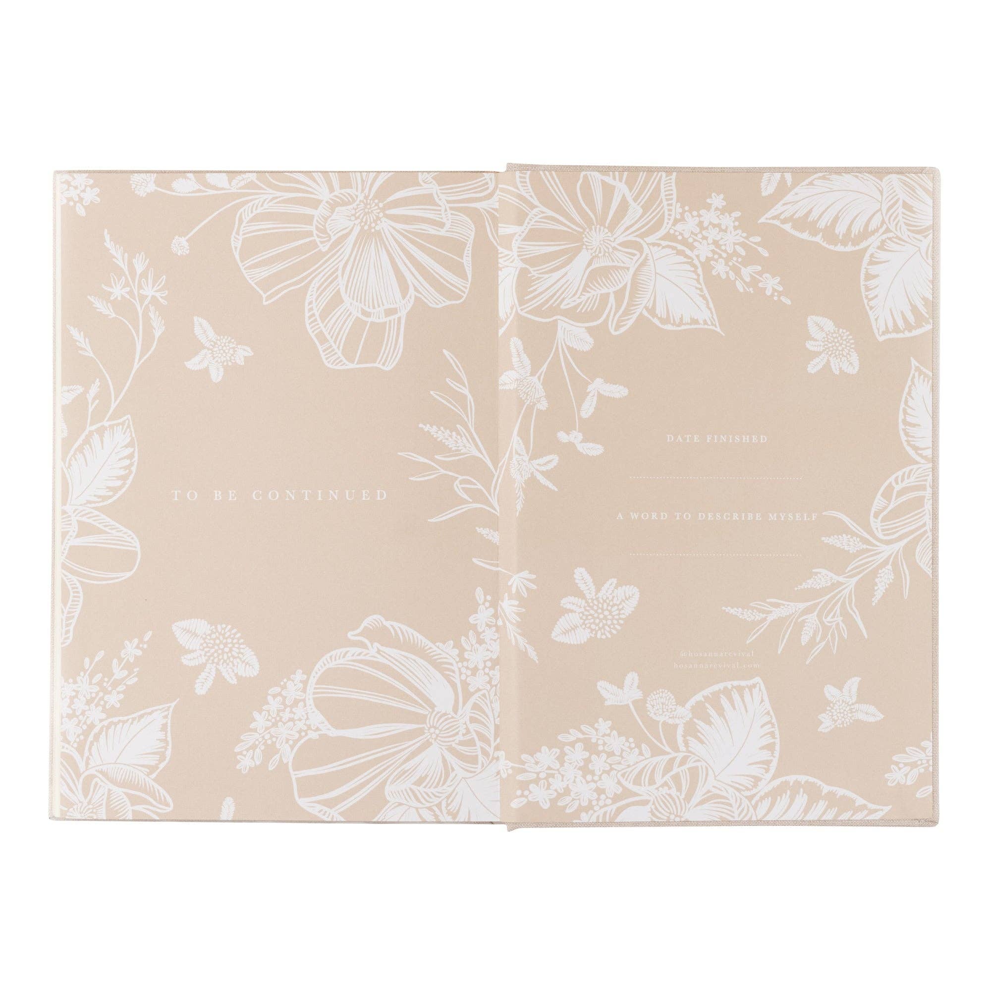 Floral patterned product packaging on a beige background