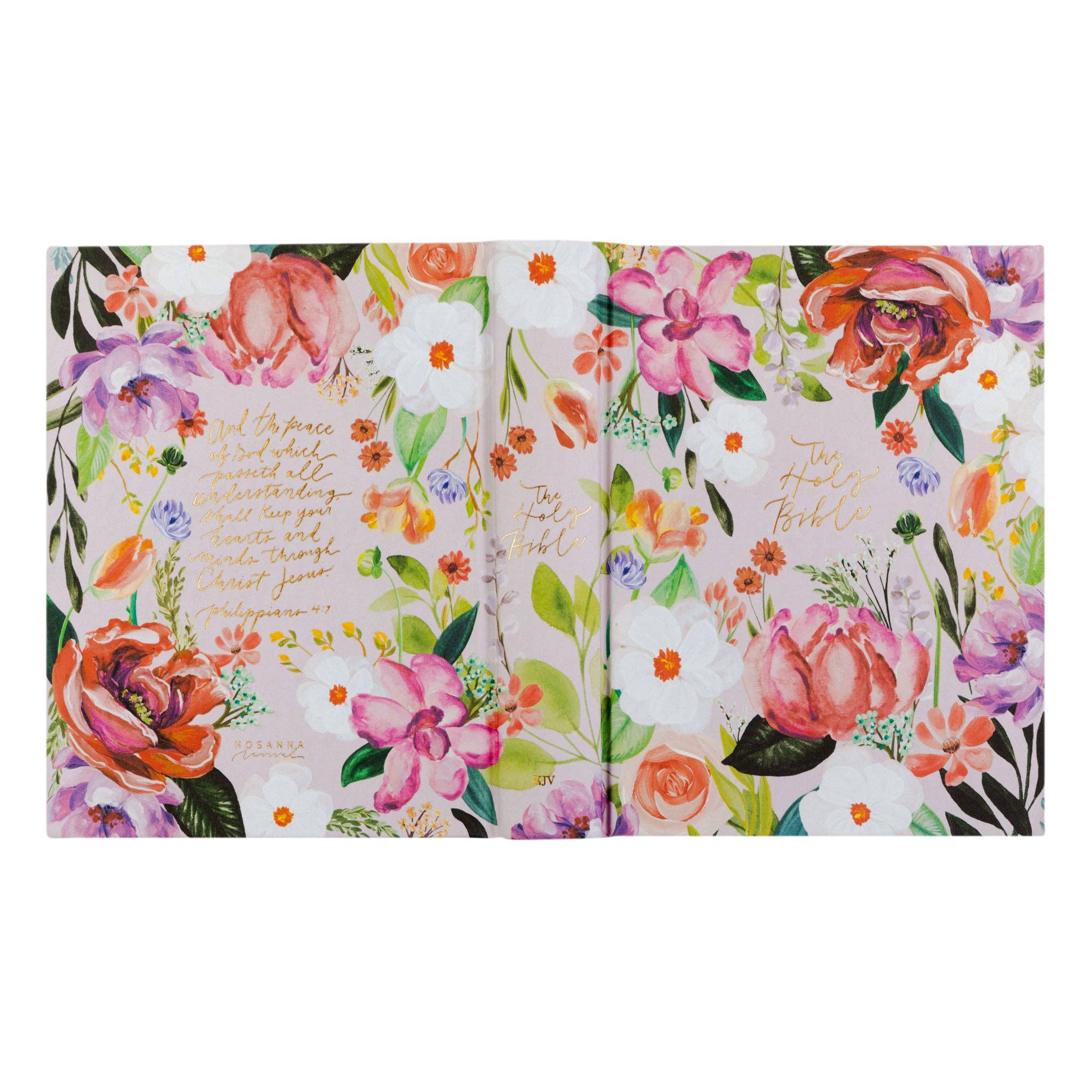 Floral notebook with colorful designs on a white background