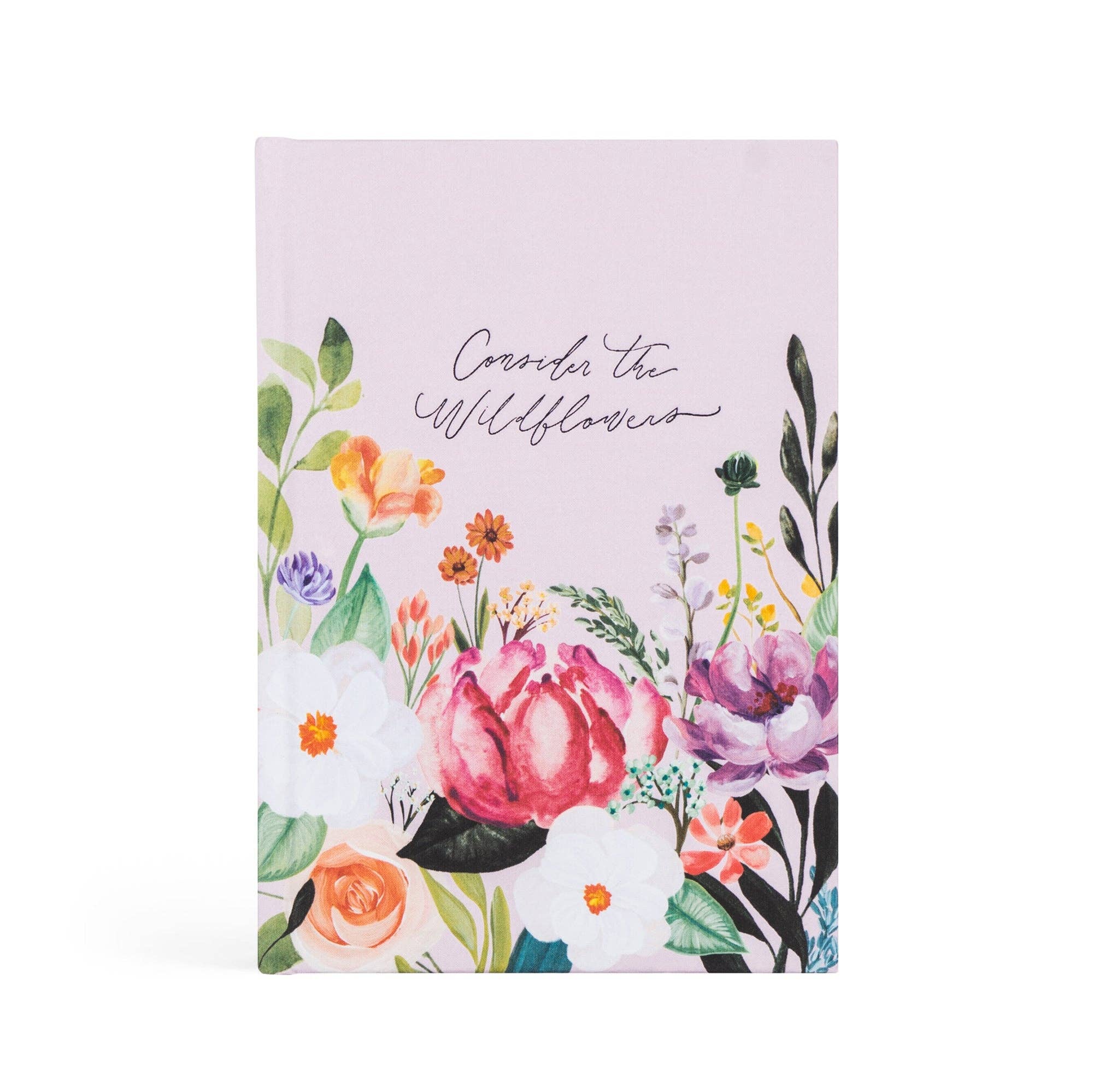 Floral notebook with colorful flowers on a white background