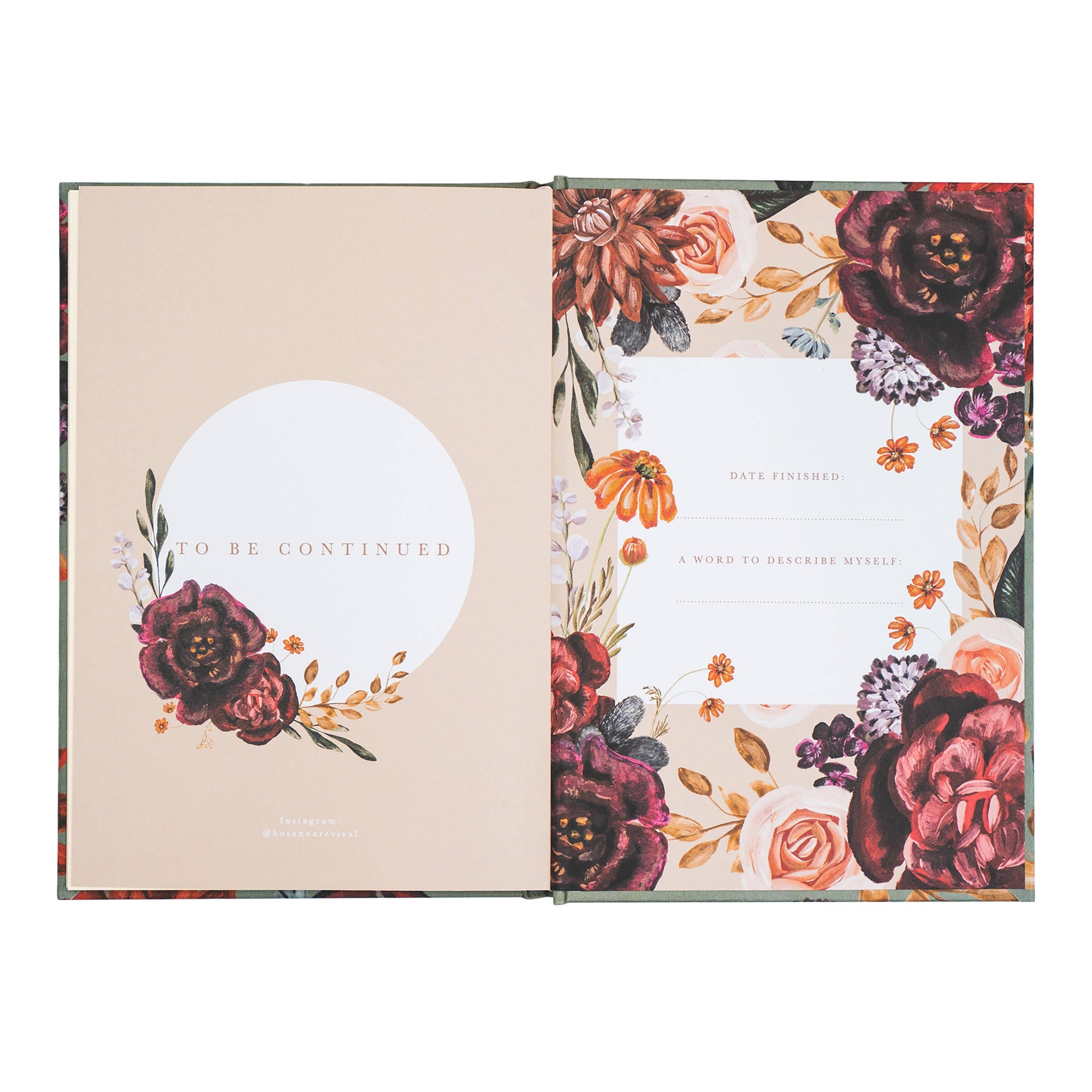Floral design book with &#39;To be Continued&#39; text on a white background