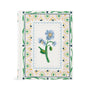 Decorative card with floral design and geometric border on a white background