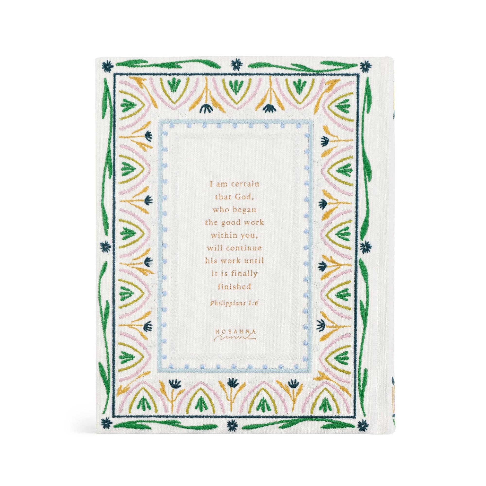 Decorative card with floral border and inspirational quote