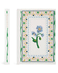 Notebook with floral design and decorative border on a white background