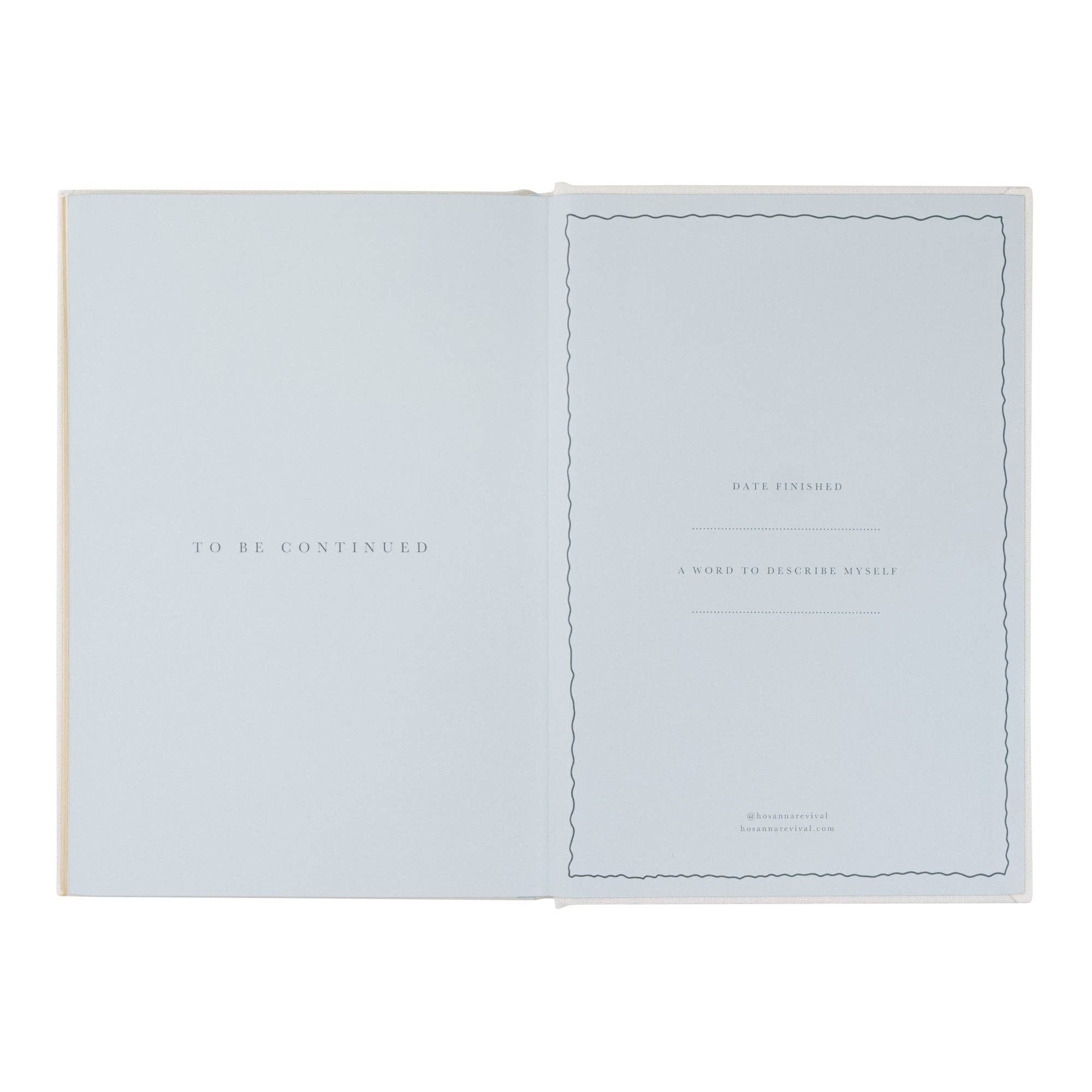 Open book with text on a light blue background