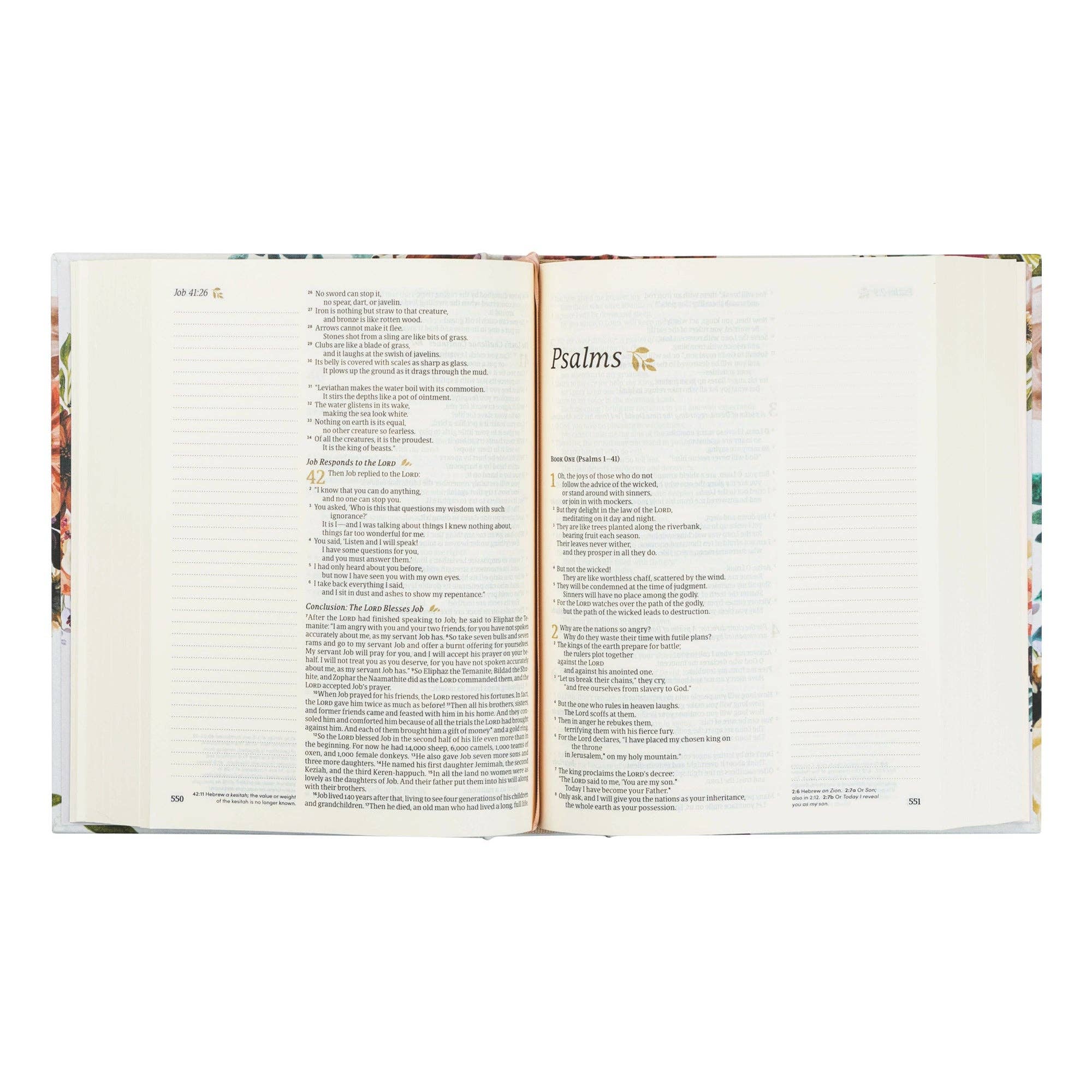Open book showing the Psalms section on a white background