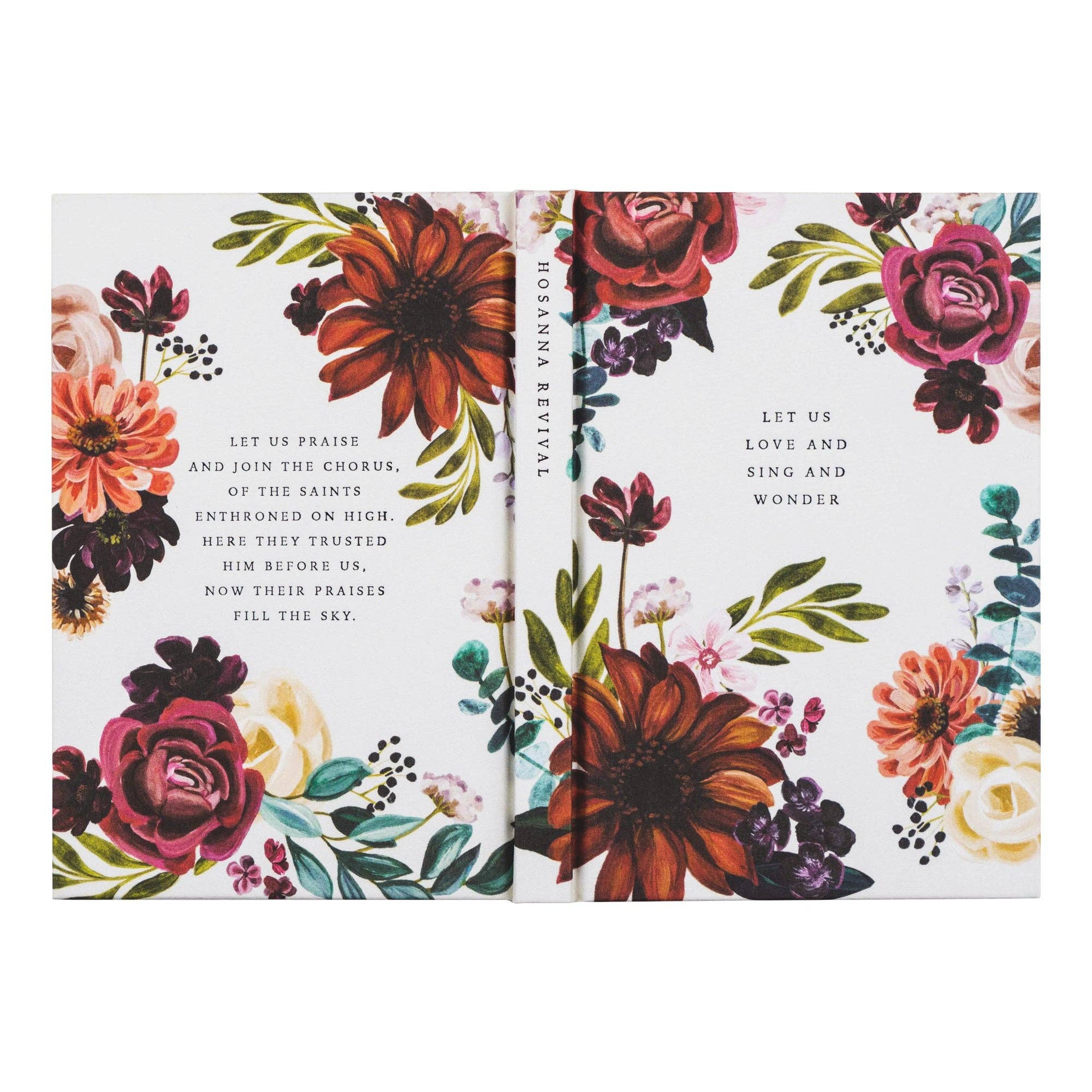 Floral design book with text on a white background