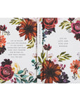 Floral design book with text on a white background